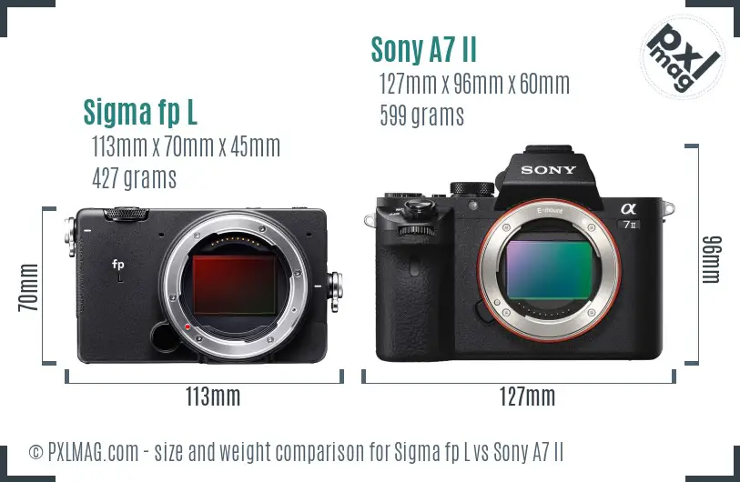Sigma fp L vs Sony A7 II size comparison
