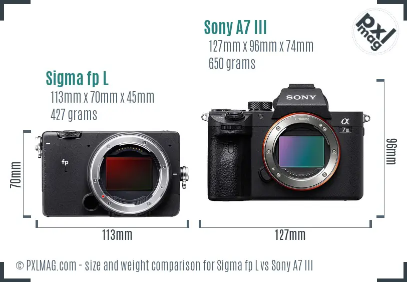 Sigma fp L vs Sony A7 III size comparison