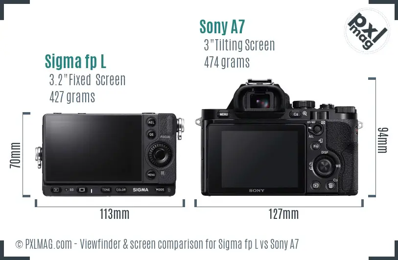 Sigma fp L vs Sony A7 Screen and Viewfinder comparison