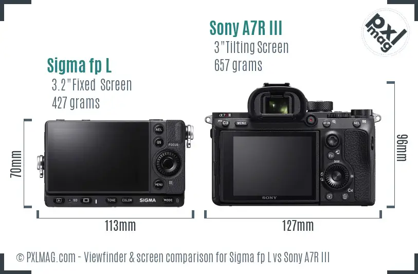 Sigma fp L vs Sony A7R III Screen and Viewfinder comparison Sigma fp L vs Sony A7R III Screen and Viewfinder comparison