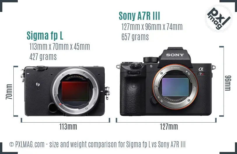 Sigma fp L vs Sony A7R III size comparison Sigma fp L vs Sony A7R III size comparison
