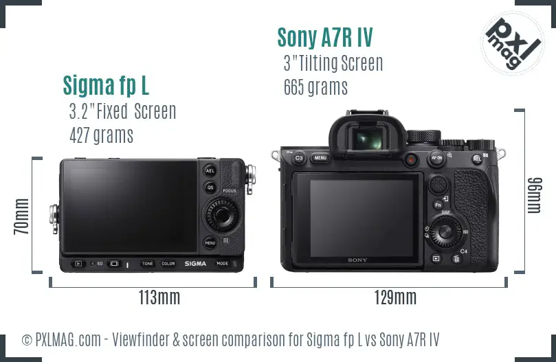 Sigma fp L vs Sony A7R IV Screen and Viewfinder comparison