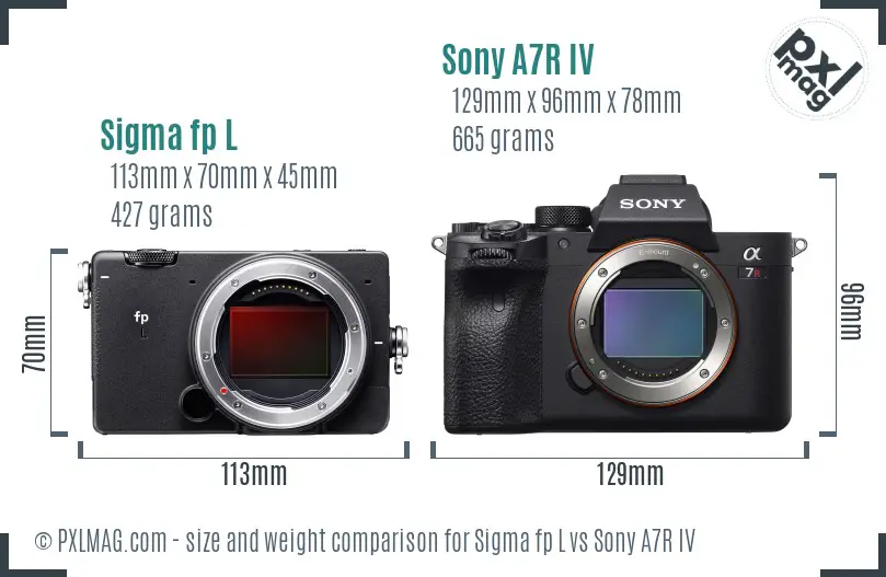Sigma fp L vs Sony A7R IV size comparison