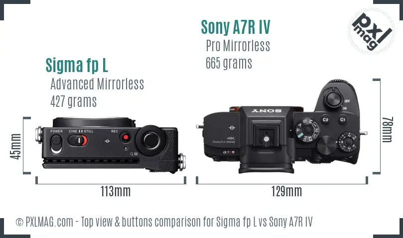 Sigma fp L vs Sony A7R IV top view buttons comparison