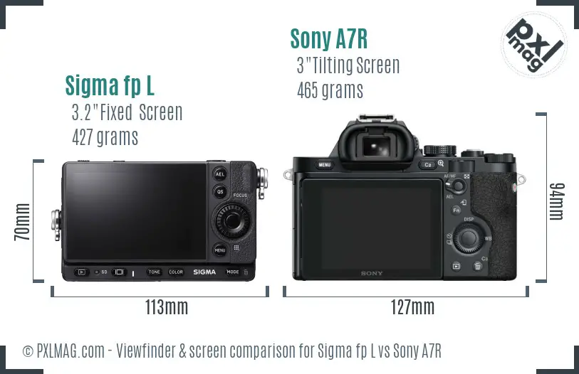 Sigma fp L vs Sony A7R Screen and Viewfinder comparison