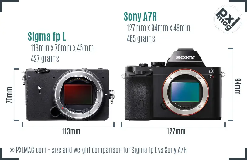 Sigma fp L vs Sony A7R size comparison