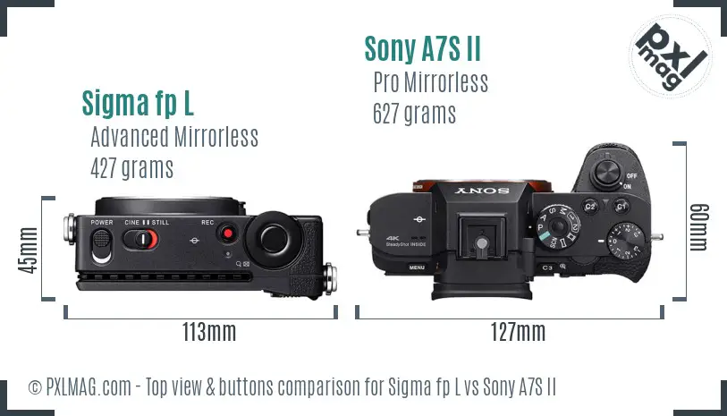 Sigma fp L vs Sony A7S II top view buttons comparison