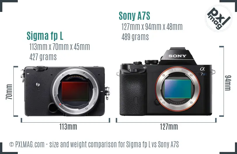 Sigma fp L vs Sony A7S size comparison