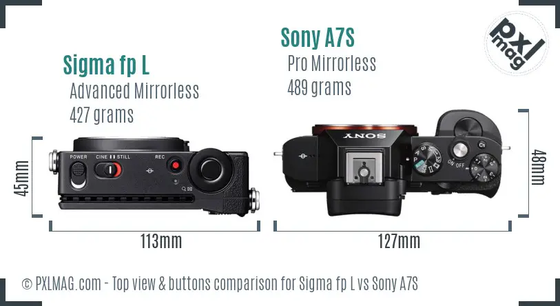 Sigma fp L vs Sony A7S top view buttons comparison