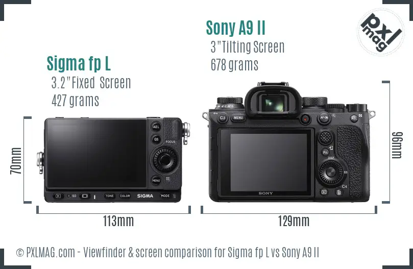 Sigma fp L vs Sony A9 II Screen and Viewfinder comparison