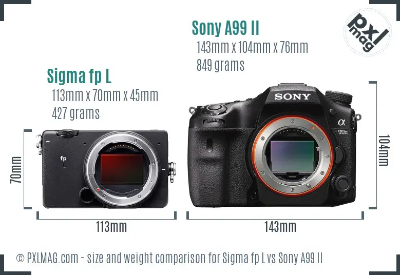 Sigma fp L vs Sony A99 II size comparison