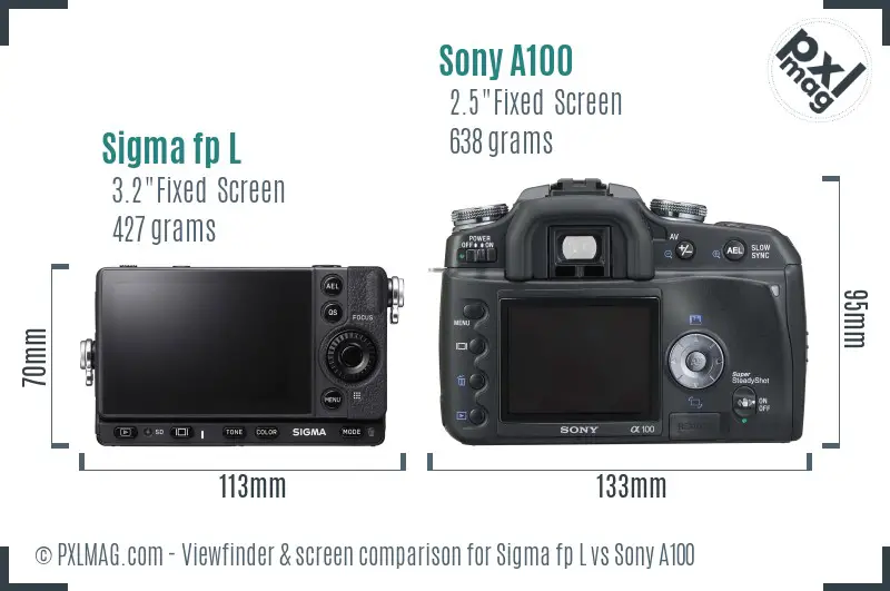 Sigma fp L vs Sony A100 Screen and Viewfinder comparison