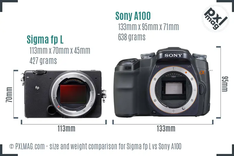 Sigma fp L vs Sony A100 size comparison