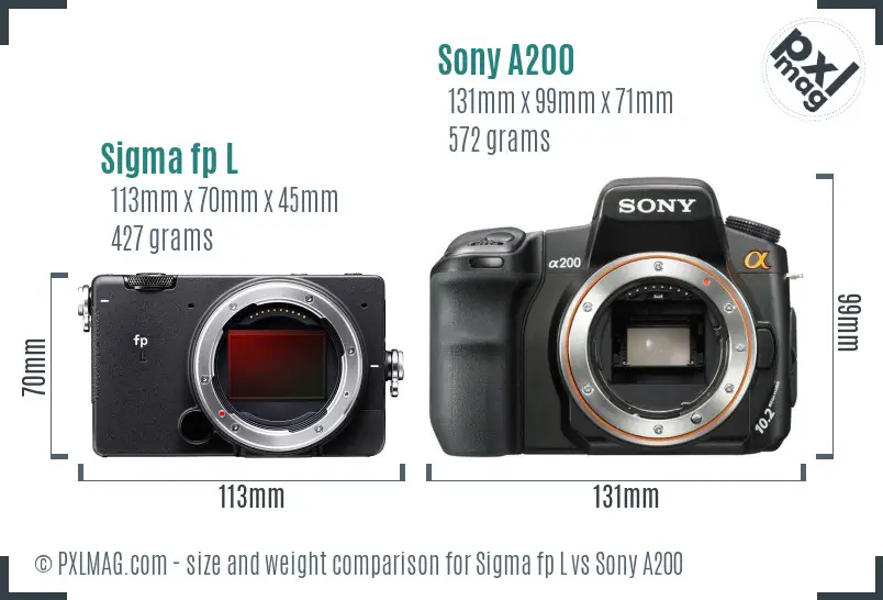 Sigma fp L vs Sony A200 size comparison Sigma fp L vs Sony A200 size comparison