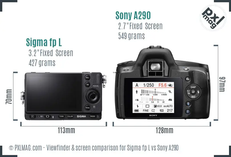 Sigma fp L vs Sony A290 Screen and Viewfinder comparison