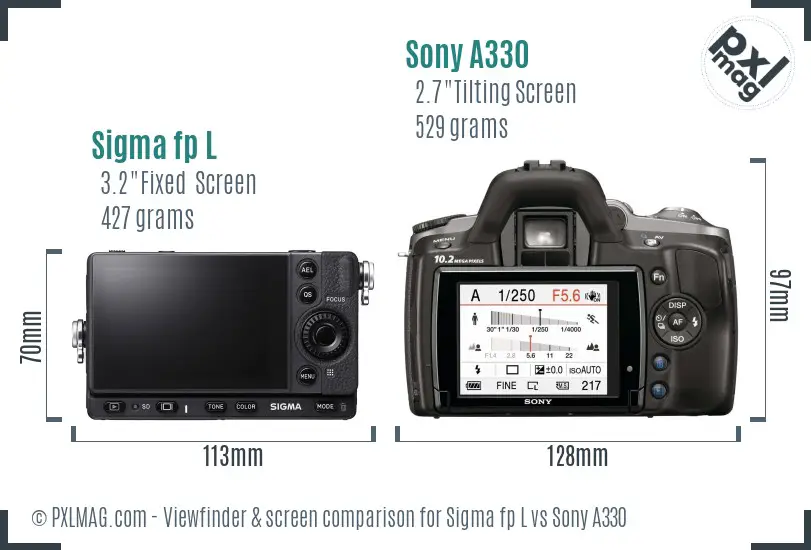 Sigma fp L vs Sony A330 Screen and Viewfinder comparison Sigma fp L vs Sony A330 Screen and Viewfinder comparison