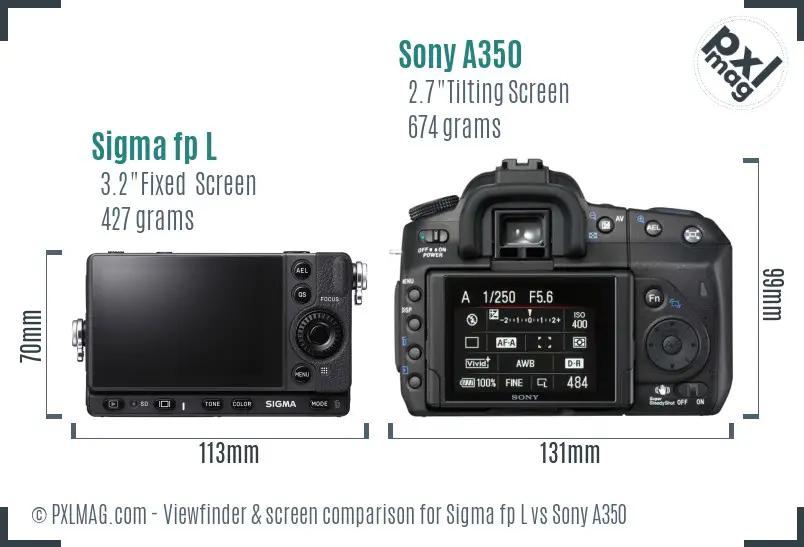 Sigma fp L vs Sony A350 Screen and Viewfinder comparison