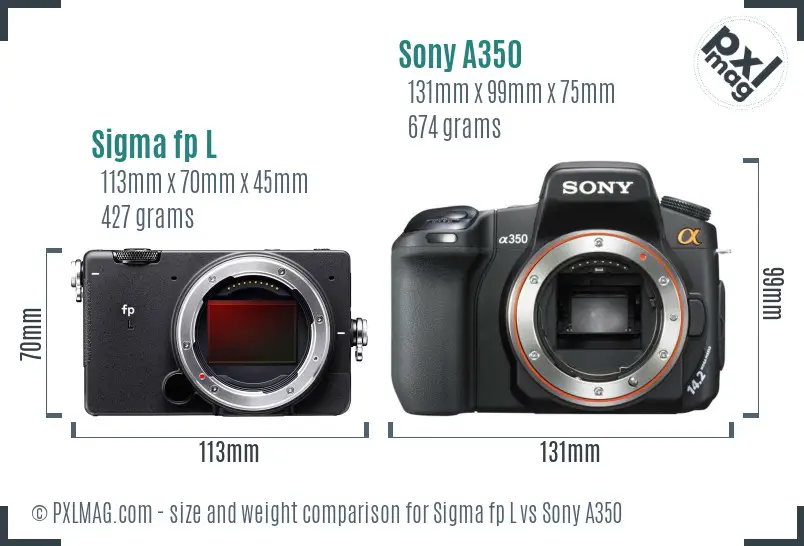Sigma fp L vs Sony A350 size comparison