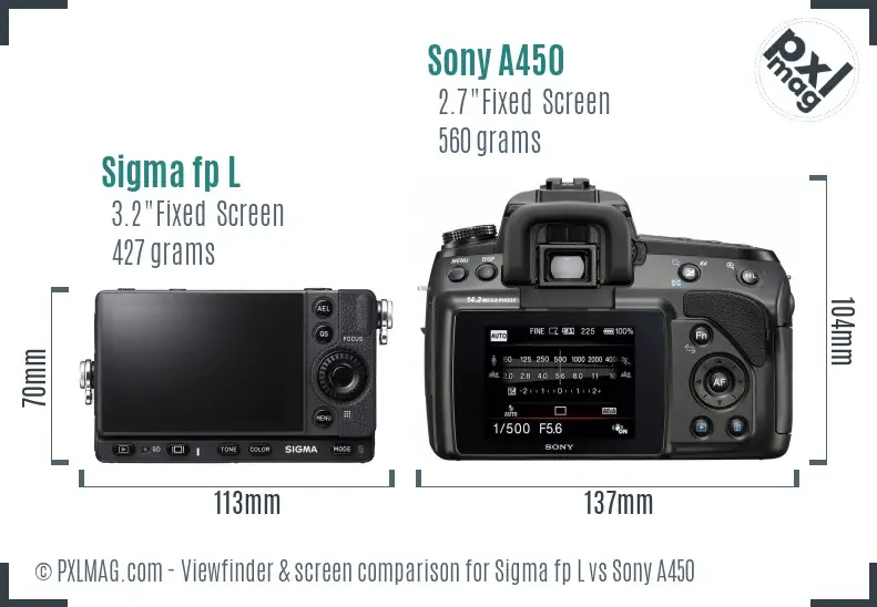 Sigma fp L vs Sony A450 Screen and Viewfinder comparison Sigma fp L vs Sony A450 Screen and Viewfinder comparison