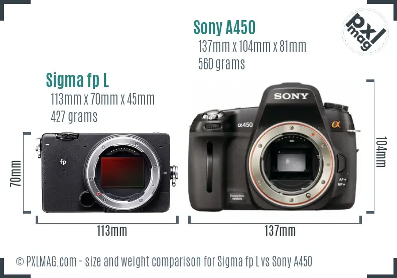 Sigma fp L vs Sony A450 size comparison Sigma fp L vs Sony A450 size comparison
