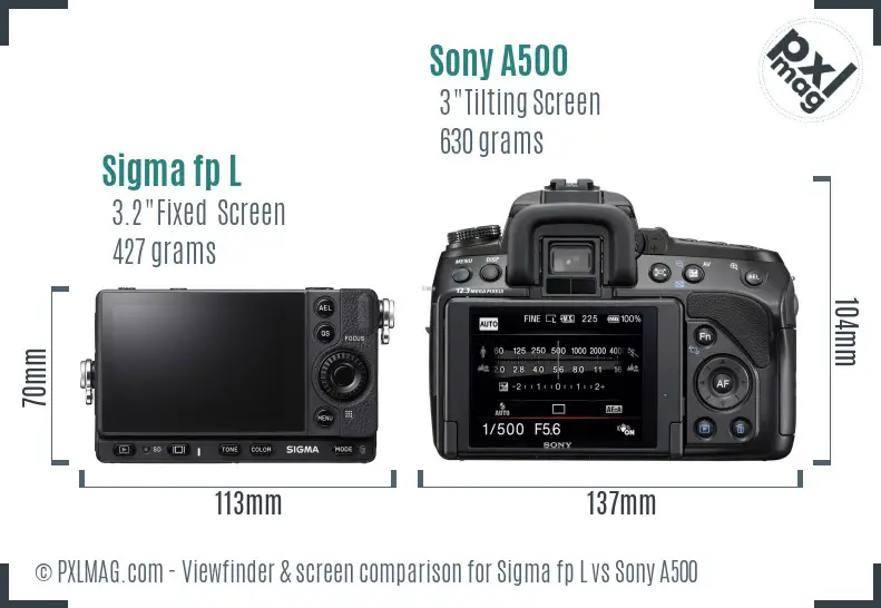 Sigma fp L vs Sony A500 Screen and Viewfinder comparison