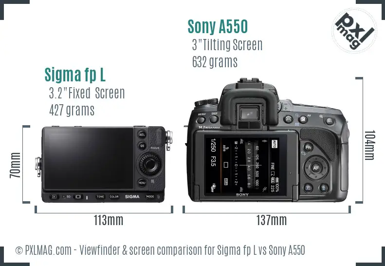 Sigma fp L vs Sony A550 Screen and Viewfinder comparison