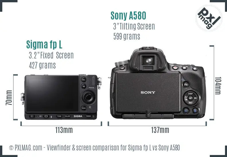 Sigma fp L vs Sony A580 Screen and Viewfinder comparison