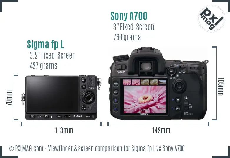 Sigma fp L vs Sony A700 Screen and Viewfinder comparison