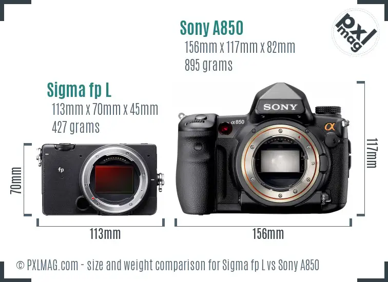 Sigma fp L vs Sony A850 size comparison