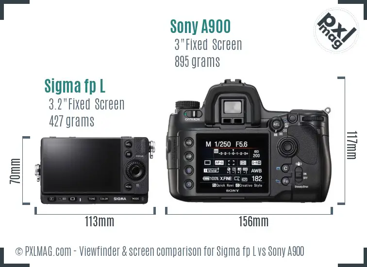 Sigma fp L vs Sony A900 Screen and Viewfinder comparison