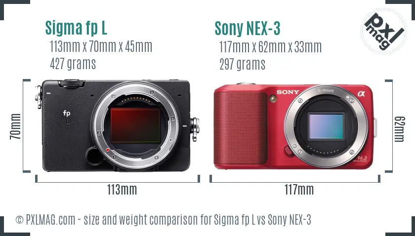 Sigma fp L vs Sony NEX-3 size comparison