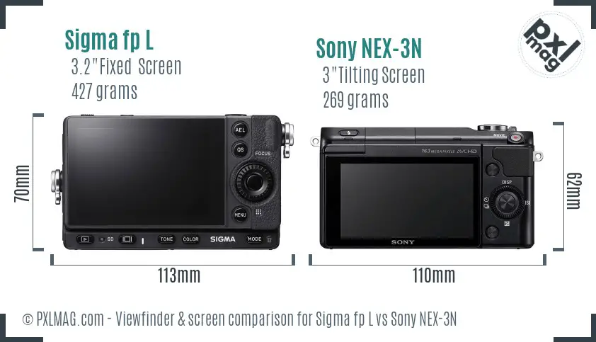 Sigma fp L vs Sony NEX-3N Screen and Viewfinder comparison