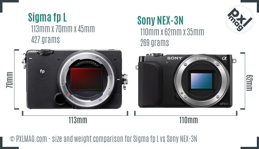 Sigma fp L vs Sony NEX-3N size comparison