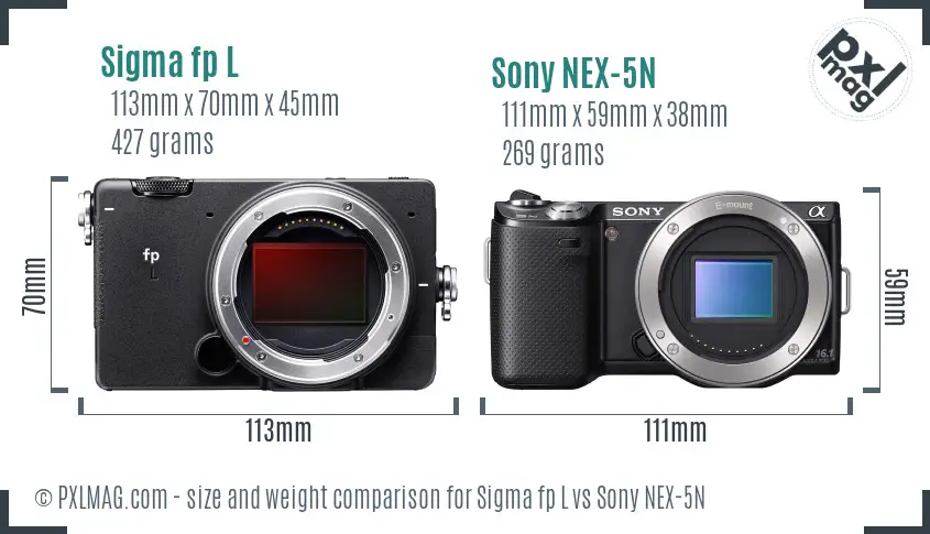 Sigma fp L vs Sony NEX-5N size comparison