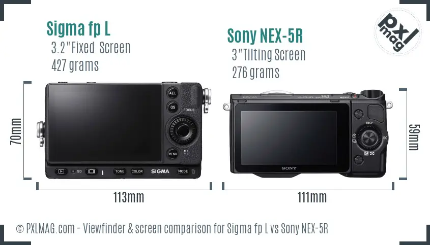 Sigma fp L vs Sony NEX-5R Screen and Viewfinder comparison