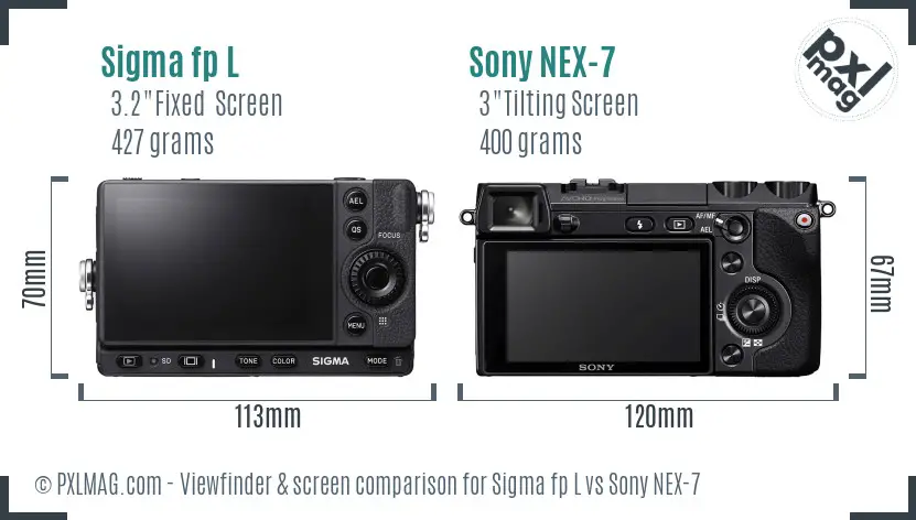 Sigma fp L vs Sony NEX-7 Screen and Viewfinder comparison