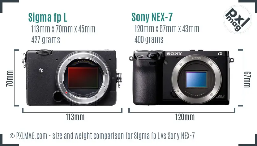 Sigma fp L vs Sony NEX-7 size comparison