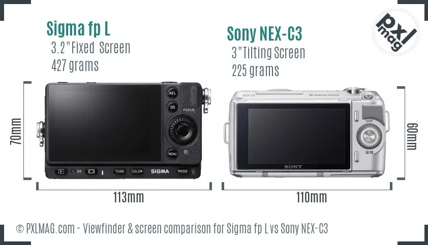 Sigma fp L vs Sony NEX-C3 Screen and Viewfinder comparison