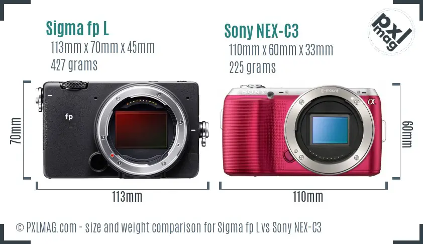 Sigma fp L vs Sony NEX-C3 size comparison