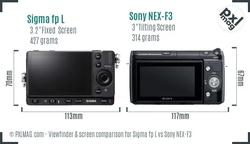 Sigma fp L vs Sony NEX-F3 Screen and Viewfinder comparison