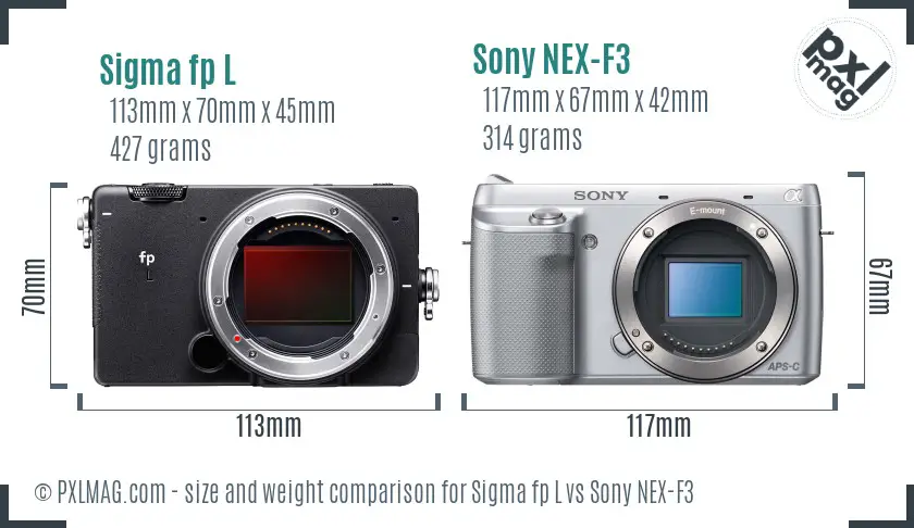 Sigma fp L vs Sony NEX-F3 size comparison