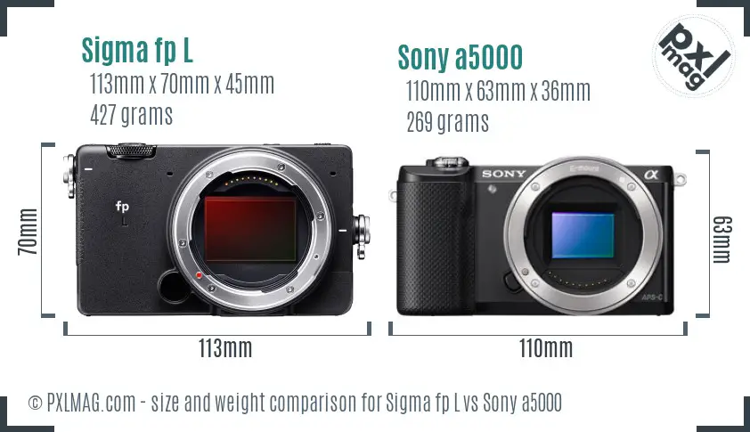 Sigma fp L vs Sony a5000 size comparison