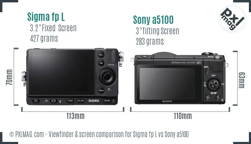 Sigma fp L vs Sony a5100 Screen and Viewfinder comparison