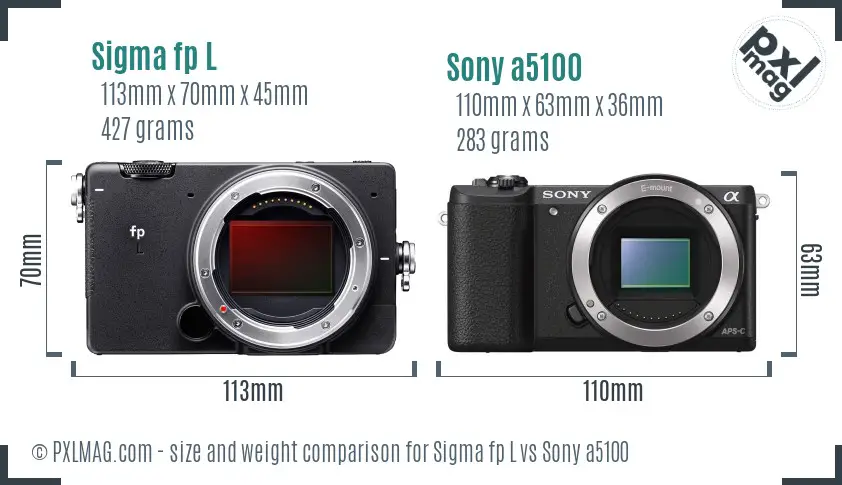 Sigma fp L vs Sony a5100 size comparison