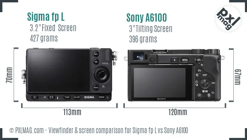 Sigma fp L vs Sony A6100 Screen and Viewfinder comparison