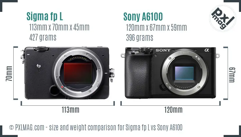 Sigma fp L vs Sony A6100 size comparison