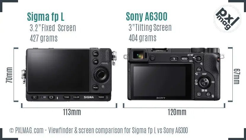 Sigma fp L vs Sony A6300 Screen and Viewfinder comparison