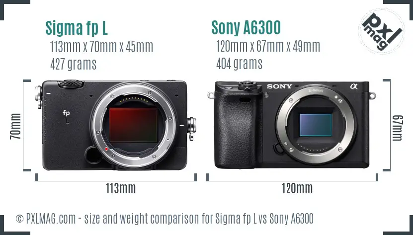 Sigma fp L vs Sony A6300 size comparison