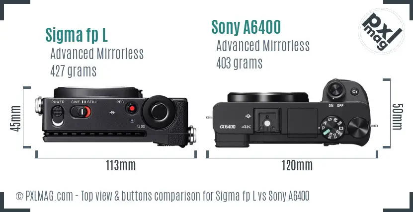 Sigma fp L vs Sony A6400 top view buttons comparison