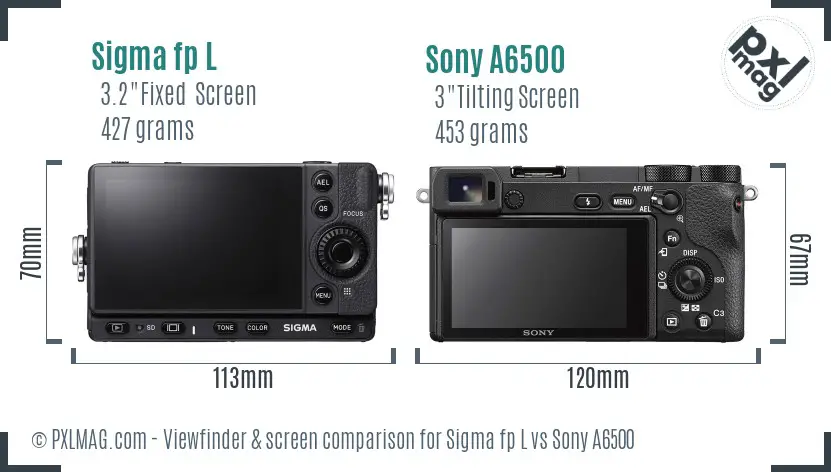 Sigma fp L vs Sony A6500 Screen and Viewfinder comparison